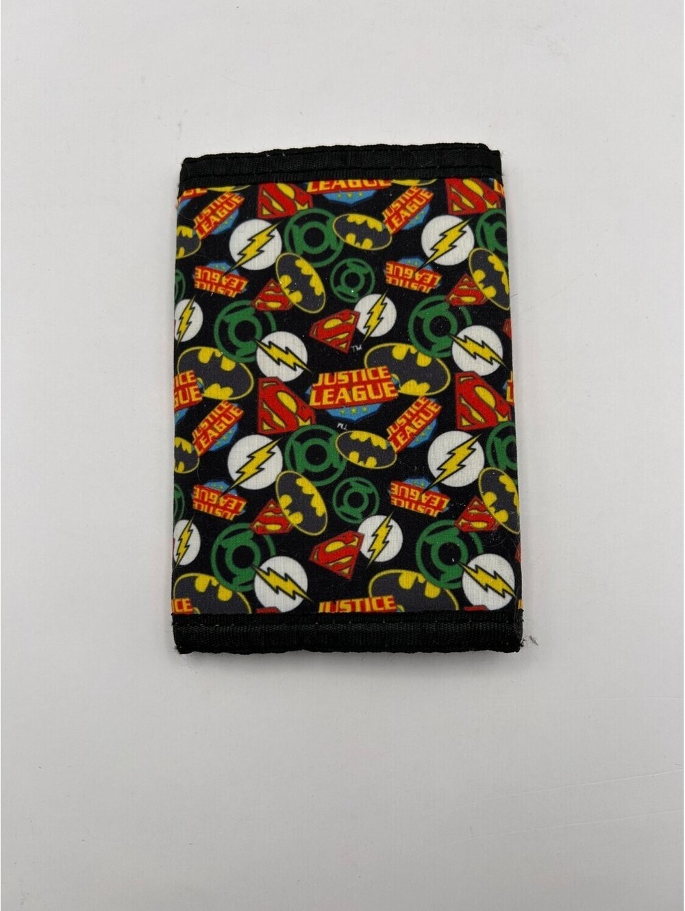 DC Comics Justice League Trifold Wallet Batman Superman Flash Black Mens Folding